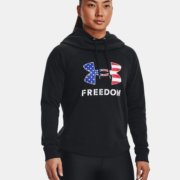 Under Armour Women's Freedom Rival Fleece Logo Hoodie Size Medium EUC Patriotic - Picture 2 of 11